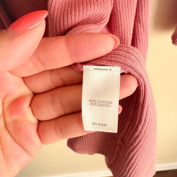 J. Jill Pink Dusty Rose Ribbed Pocket Open Front Duster Cardigan - Small - Picture 6 of 8